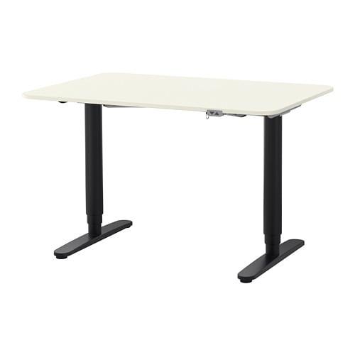 БЕКАНТ Письмовий стіл, що регулюється по висоті - білий/чорний 120х80 см