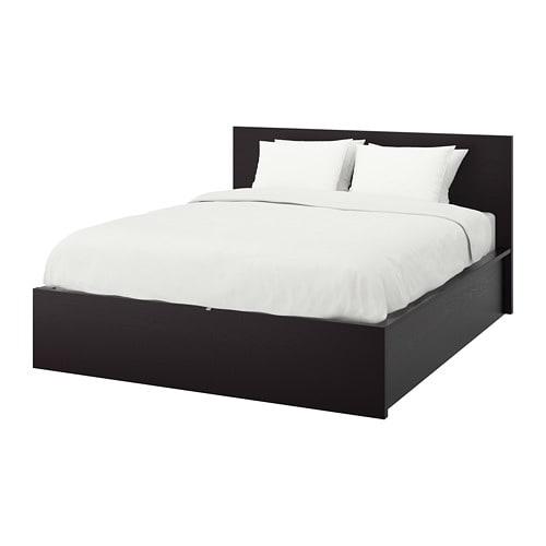 MALM Каркас ліжка з 2 ящиками для зберігання - чорно-коричневий / Lönset 140x200 см