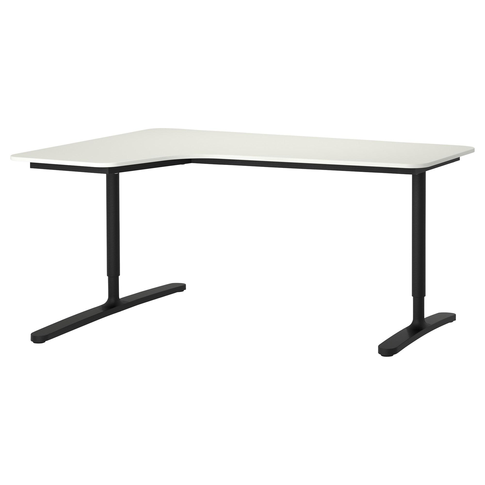 БЕКАНТ Кутовий стіл лівий - білий/чорний 160х110 см 1