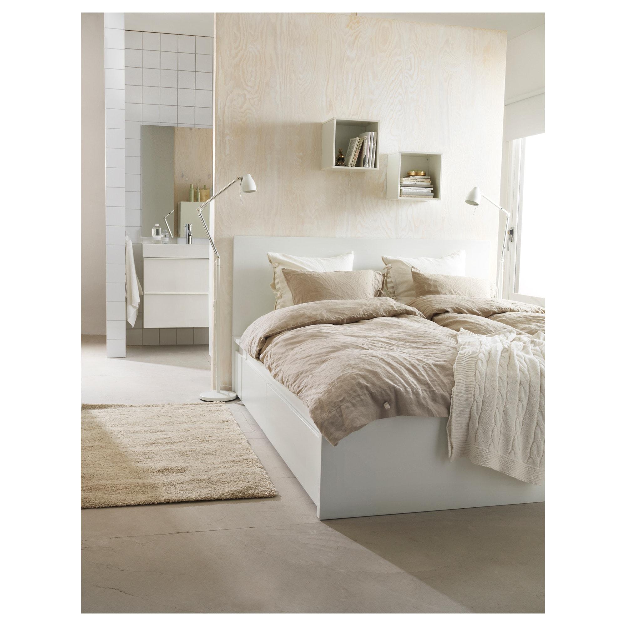 MALM Каркас ліжка з 2 ящиками для зберігання - білий / Leirsund 140x200 см 4