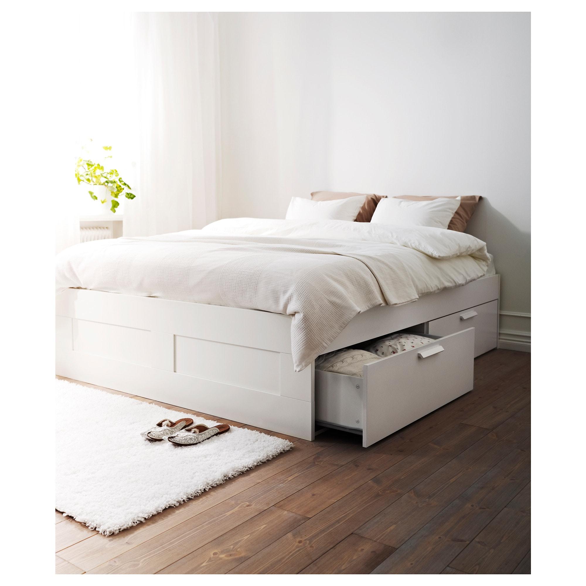 BRIMNES Каркас ліжка з ящиками - білий / Luröy 160x200 см 2
