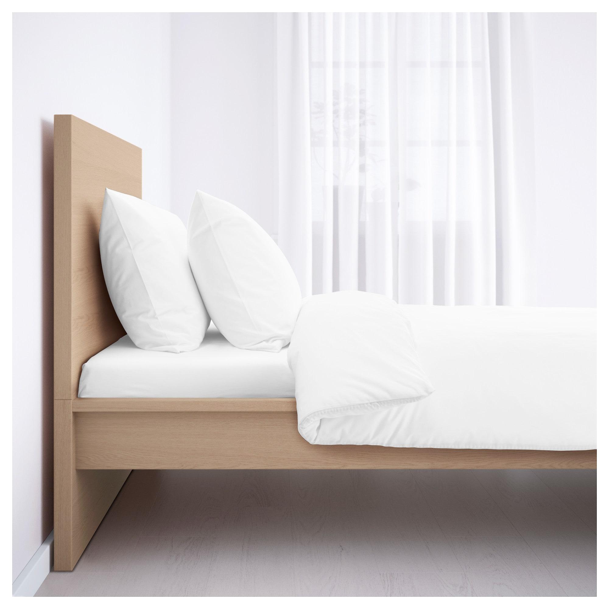 МАЛЬМ Каркас ліжка, високий - білий вітражний шпон дуба / Lönset 90x200 см 2