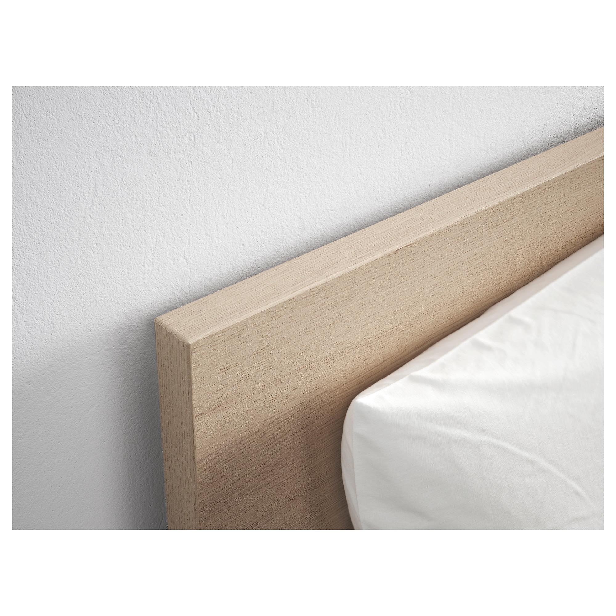 МАЛЬМ Каркас ліжка, високий - білий вітражний шпон дуба / Lönset 90x200 см 3