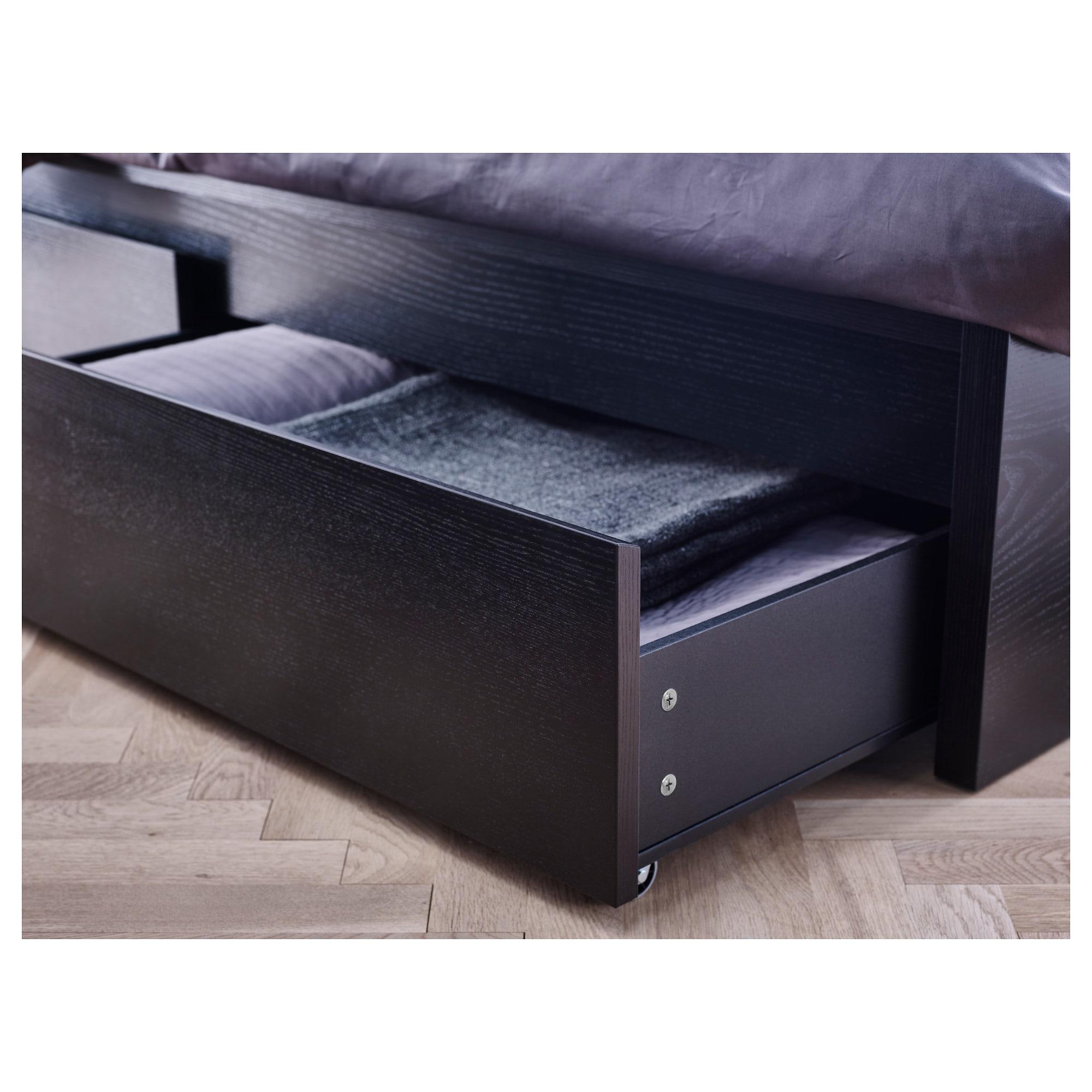 MALM Каркас ліжка з 2 ящиками для зберігання - чорно-коричневий / Lönset 140x200 см 5