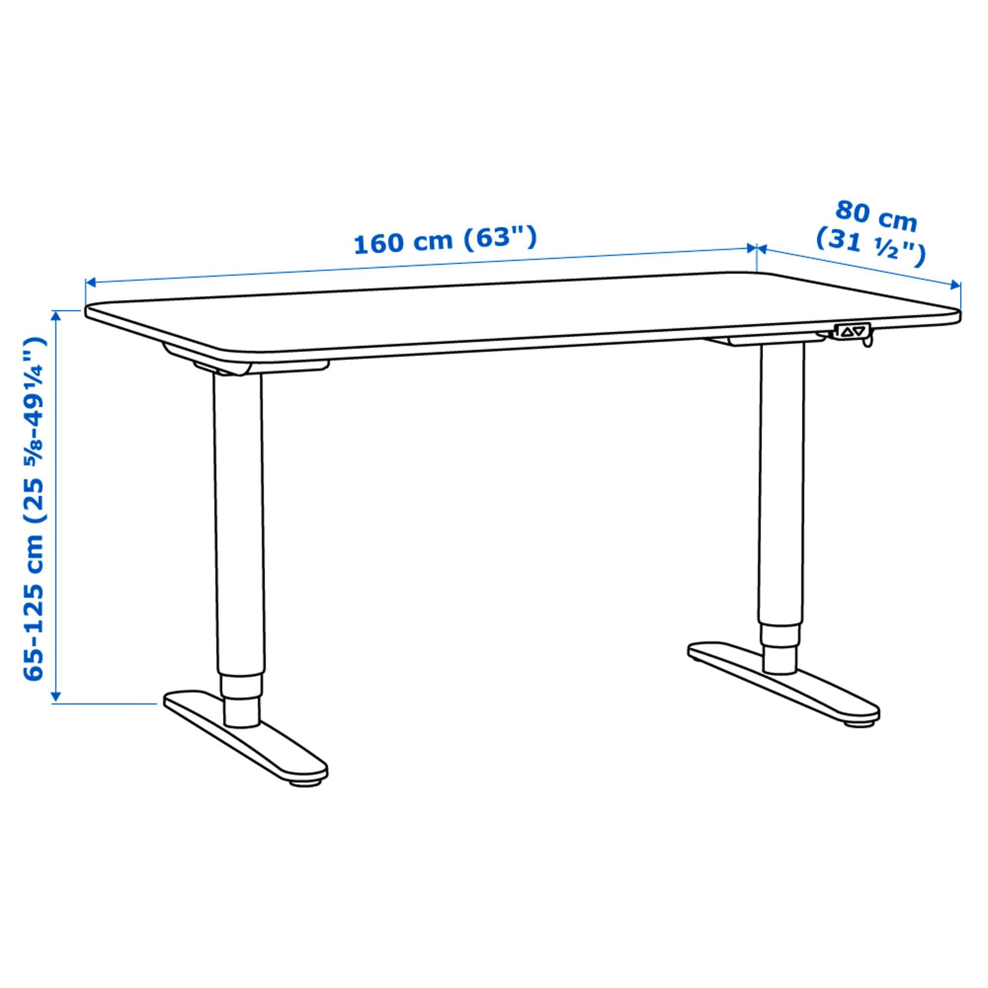 БЕКАНТ Письмовий стіл, регульований по висоті - лінолеум синій / білий 160x80 см 6
