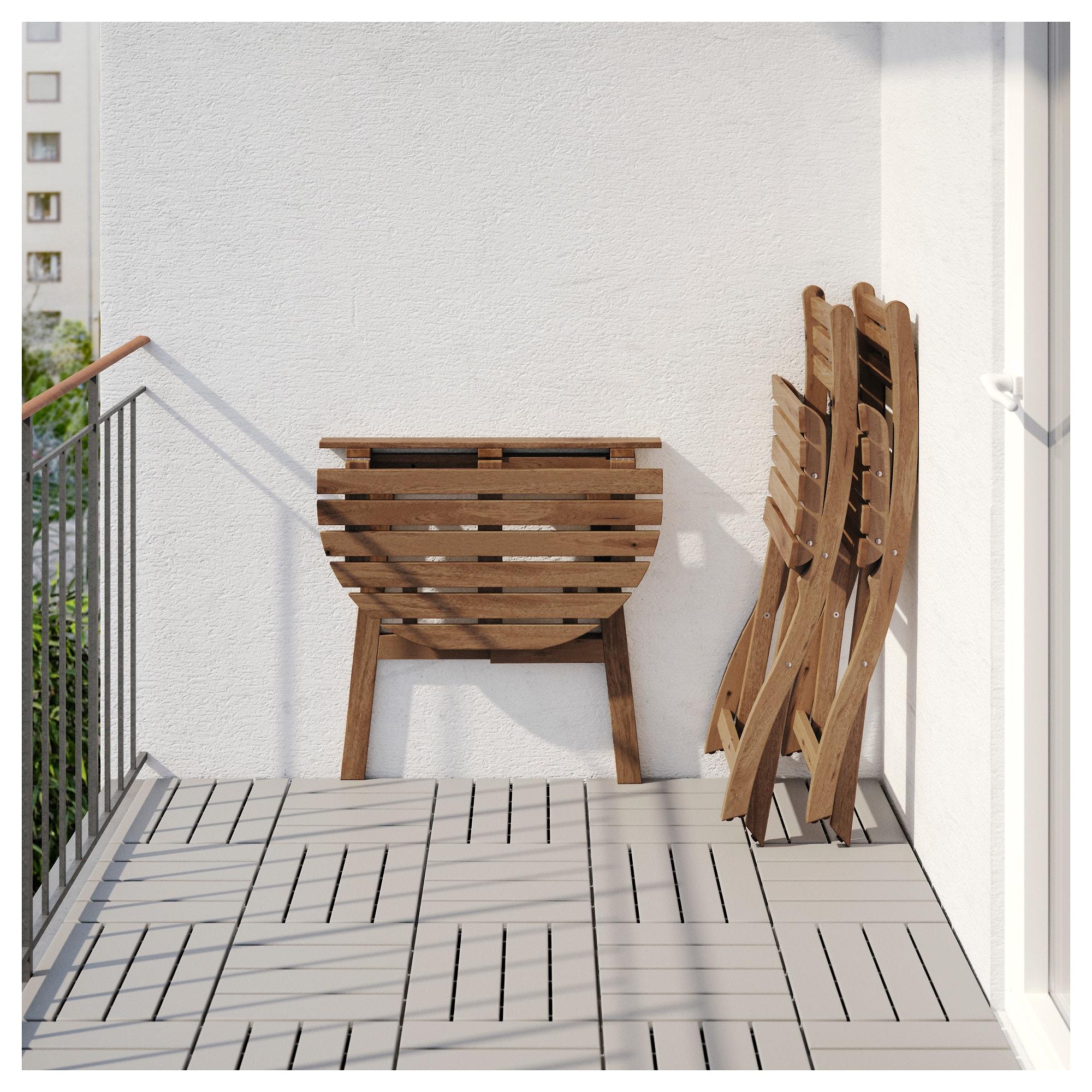 АСХОЛЬМЕН Садовий стіл і 2 розкладних стільця - сіро-коричневе фарбування / Frösön / Duvholmen бежевий 3
