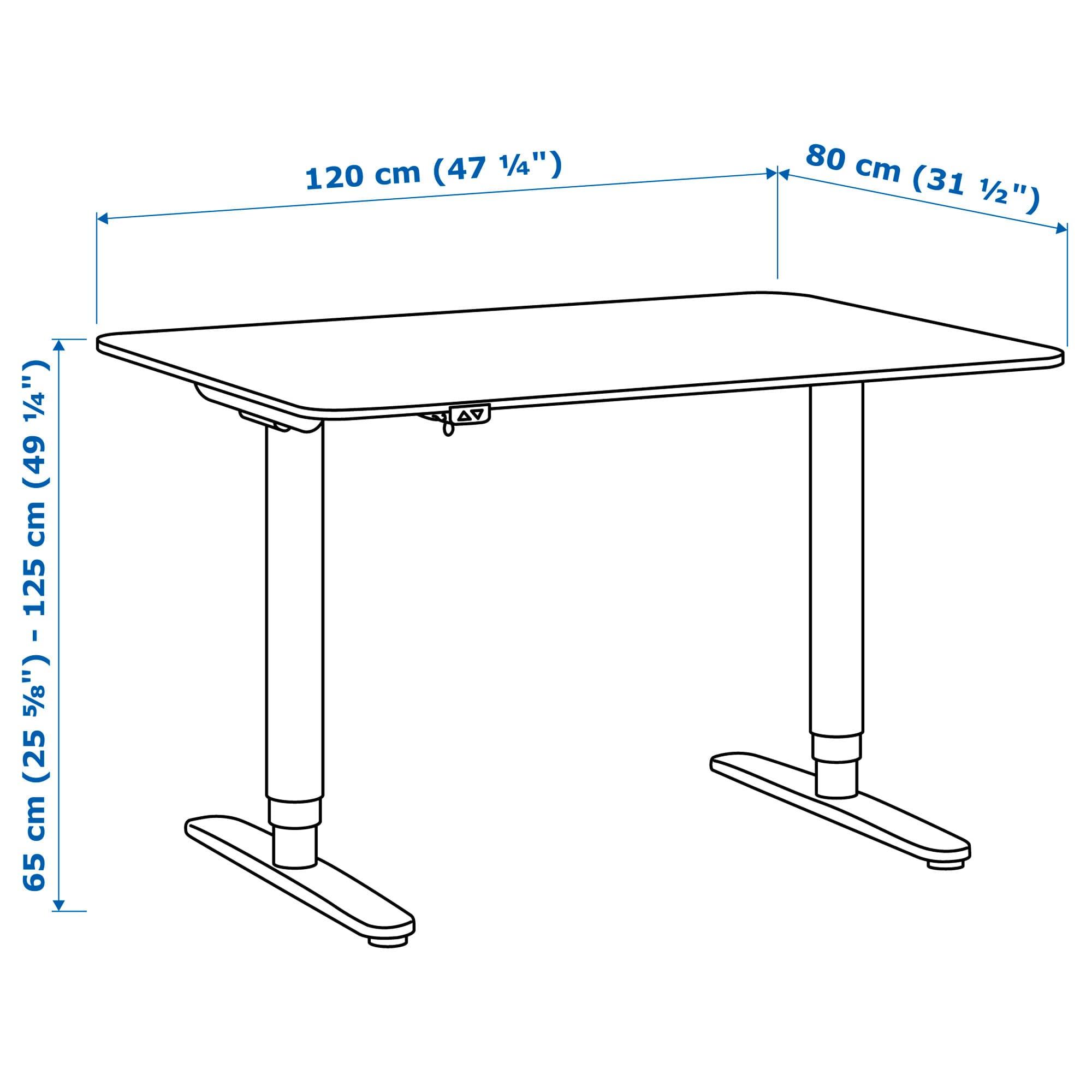 БЕКАНТ Письмовий стіл, що регулюється по висоті - білий/чорний 120х80 см 5
