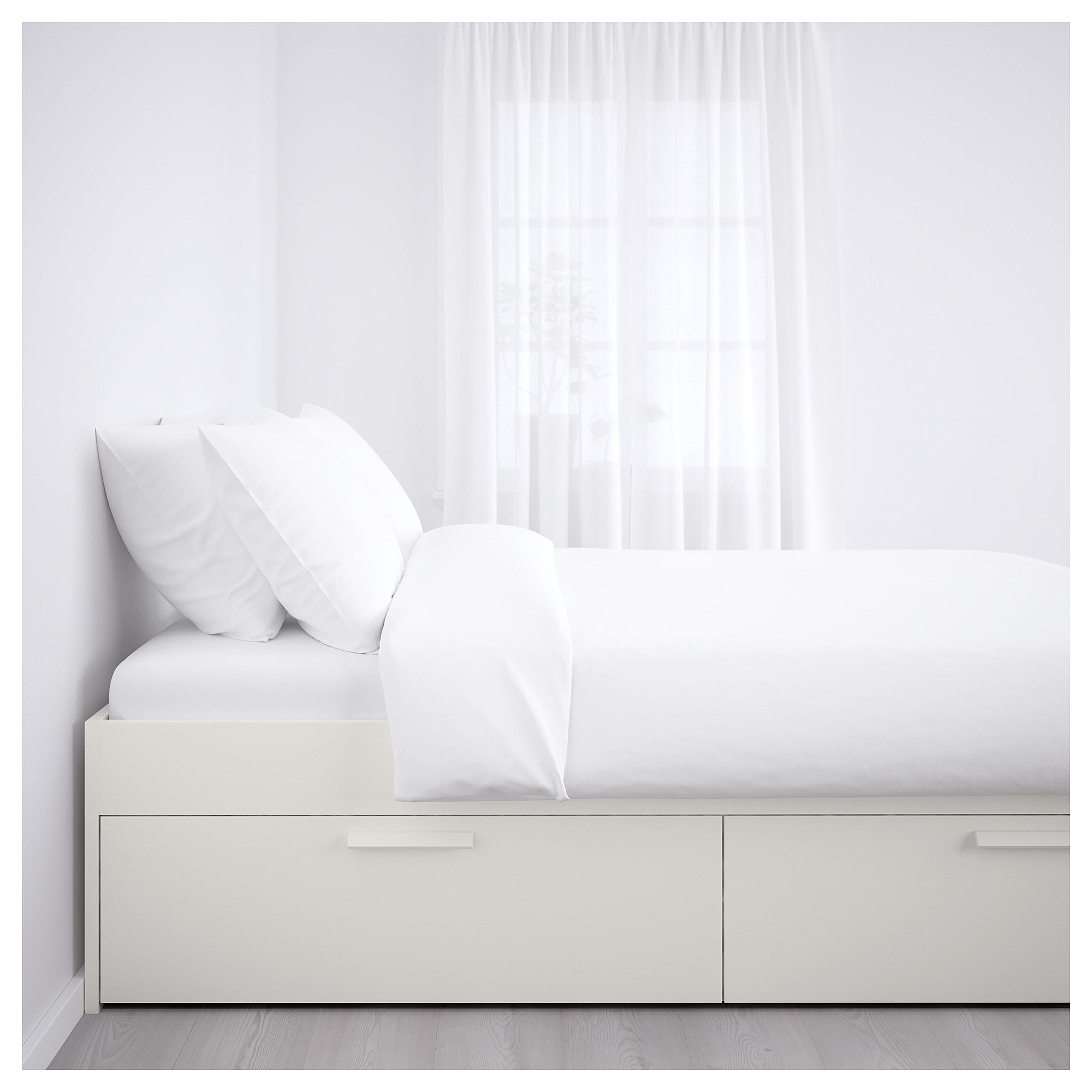 BRIMNES Каркас ліжка з ящиками - білий / Luröy 160x200 см 4