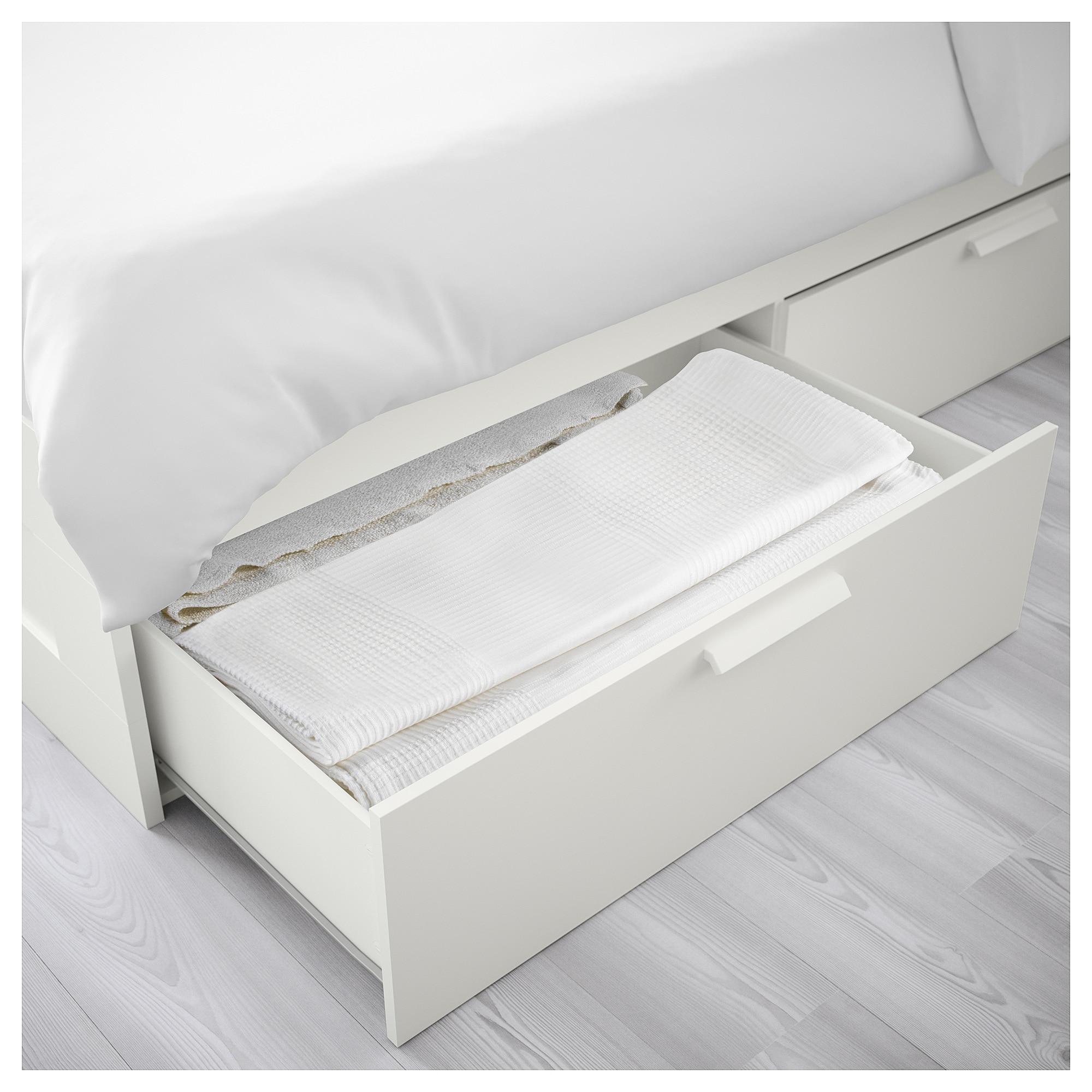 BRIMNES Каркас ліжка з ящиками - білий / Luröy 160x200 см 5