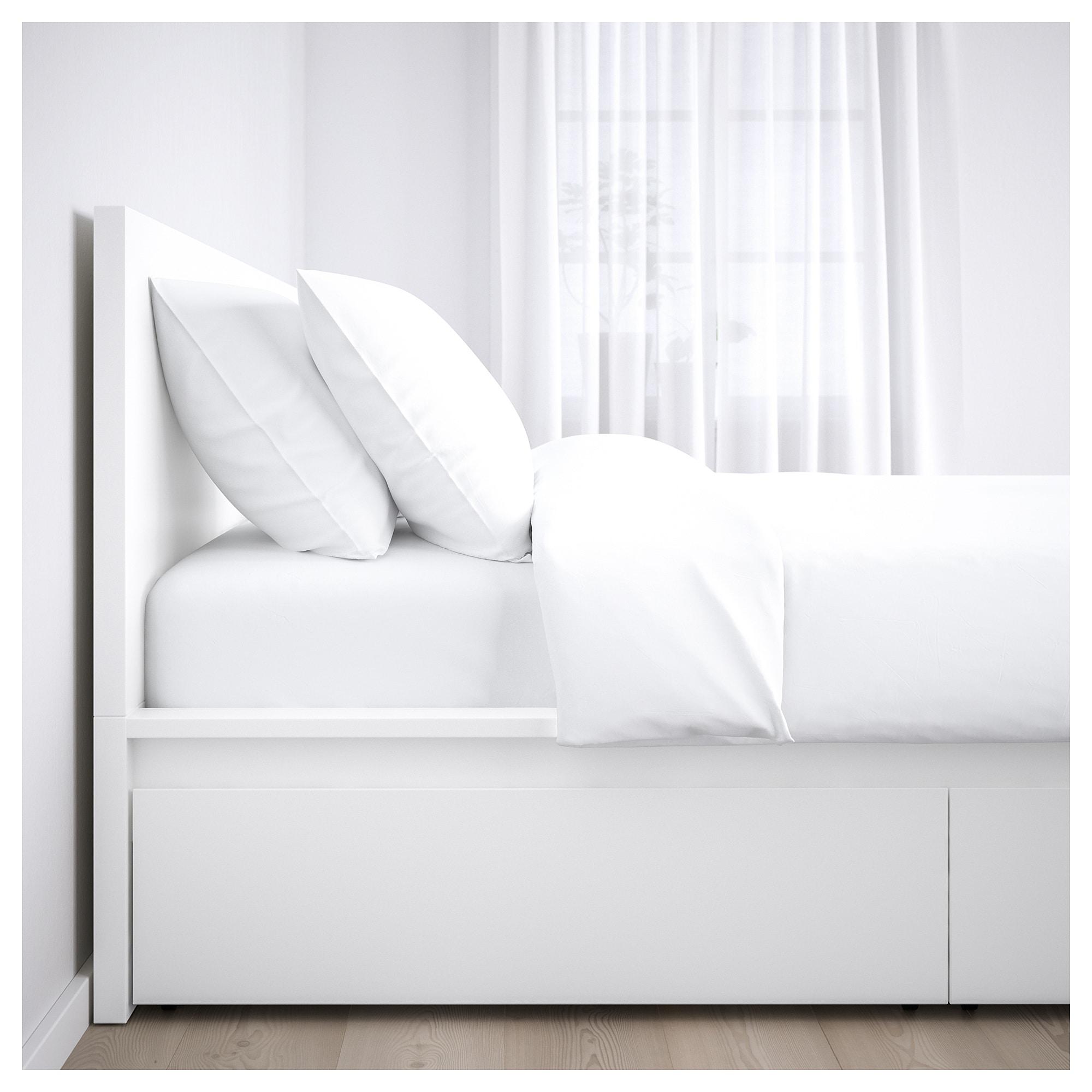 MALM Каркас ліжка з 2 ящиками для зберігання - білий / Leirsund 140x200 см 5