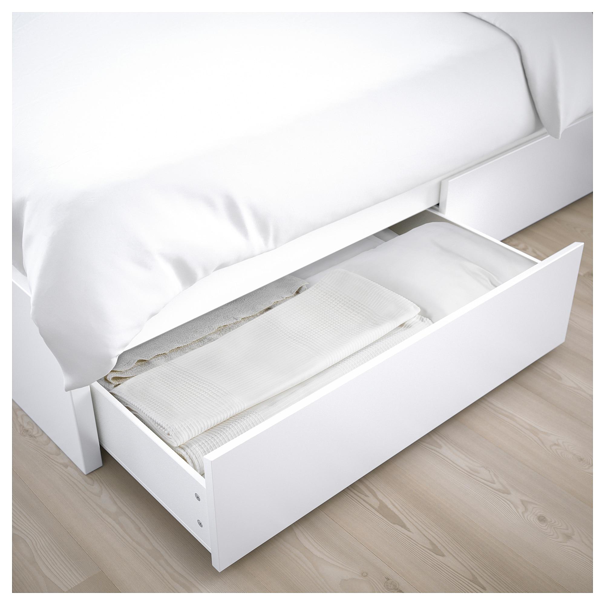 MALM Каркас ліжка з 2 ящиками для зберігання - білий / Leirsund 140x200 см 6
