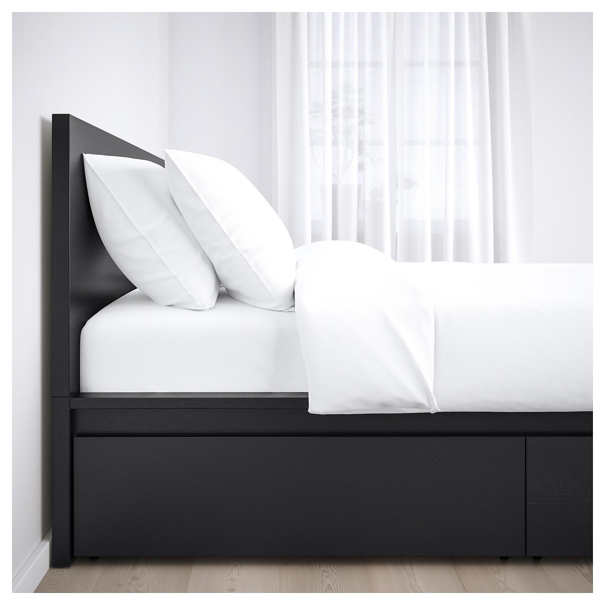 MALM Каркас ліжка з 2 ящиками для зберігання - чорно-коричневий / Lönset 140x200 см 6