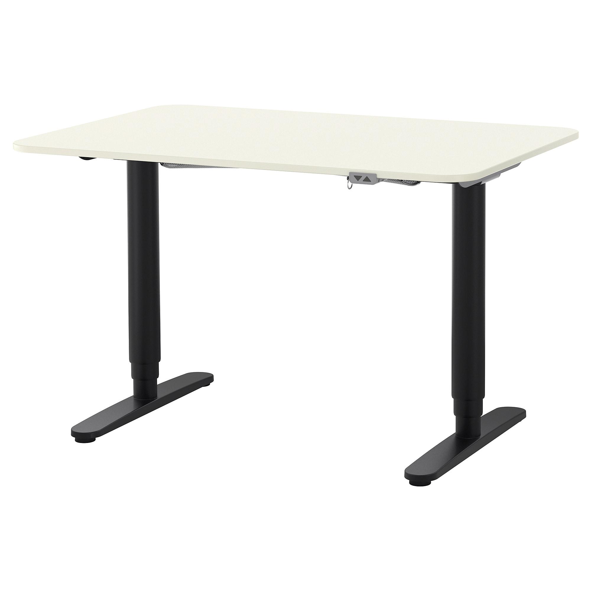 БЕКАНТ Письмовий стіл, що регулюється по висоті - білий/чорний 120х80 см 1