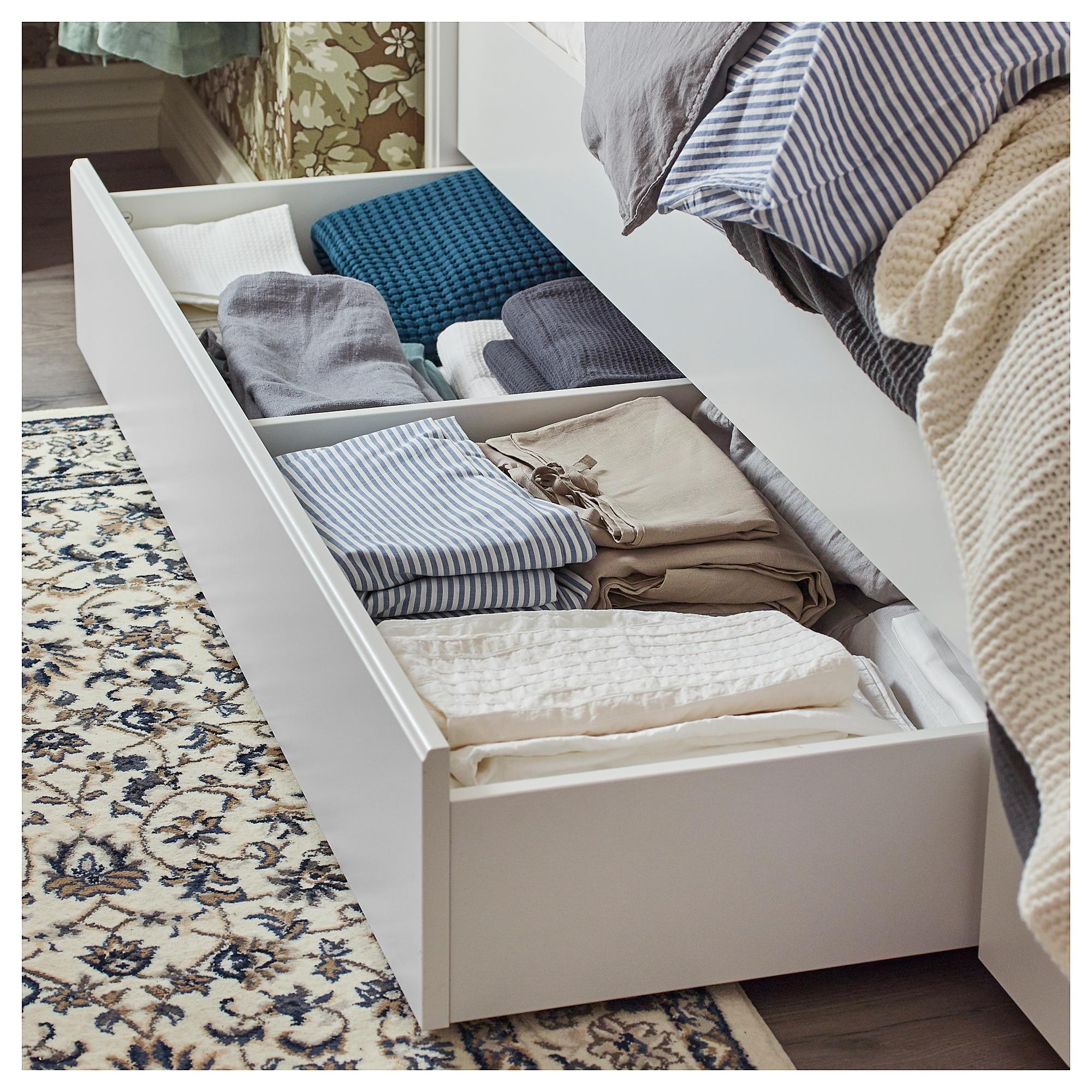 SONGESAND Каркас ліжка з 4 ящиками для зберігання - білий / Leirsund 140x200 см 3