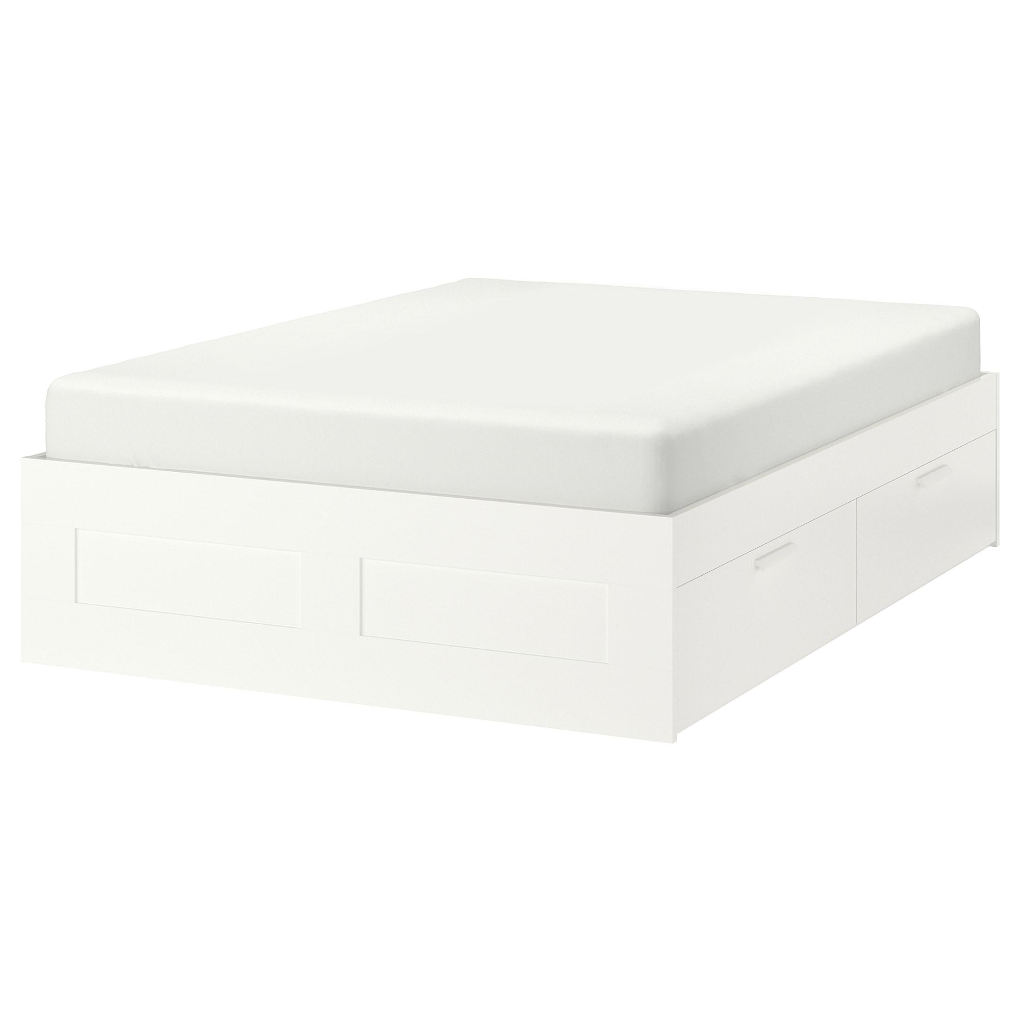 ИКЕА BRIMNES Каркас ліжка з ящиками - білий / Luröy 160x200 см, 099.029.34