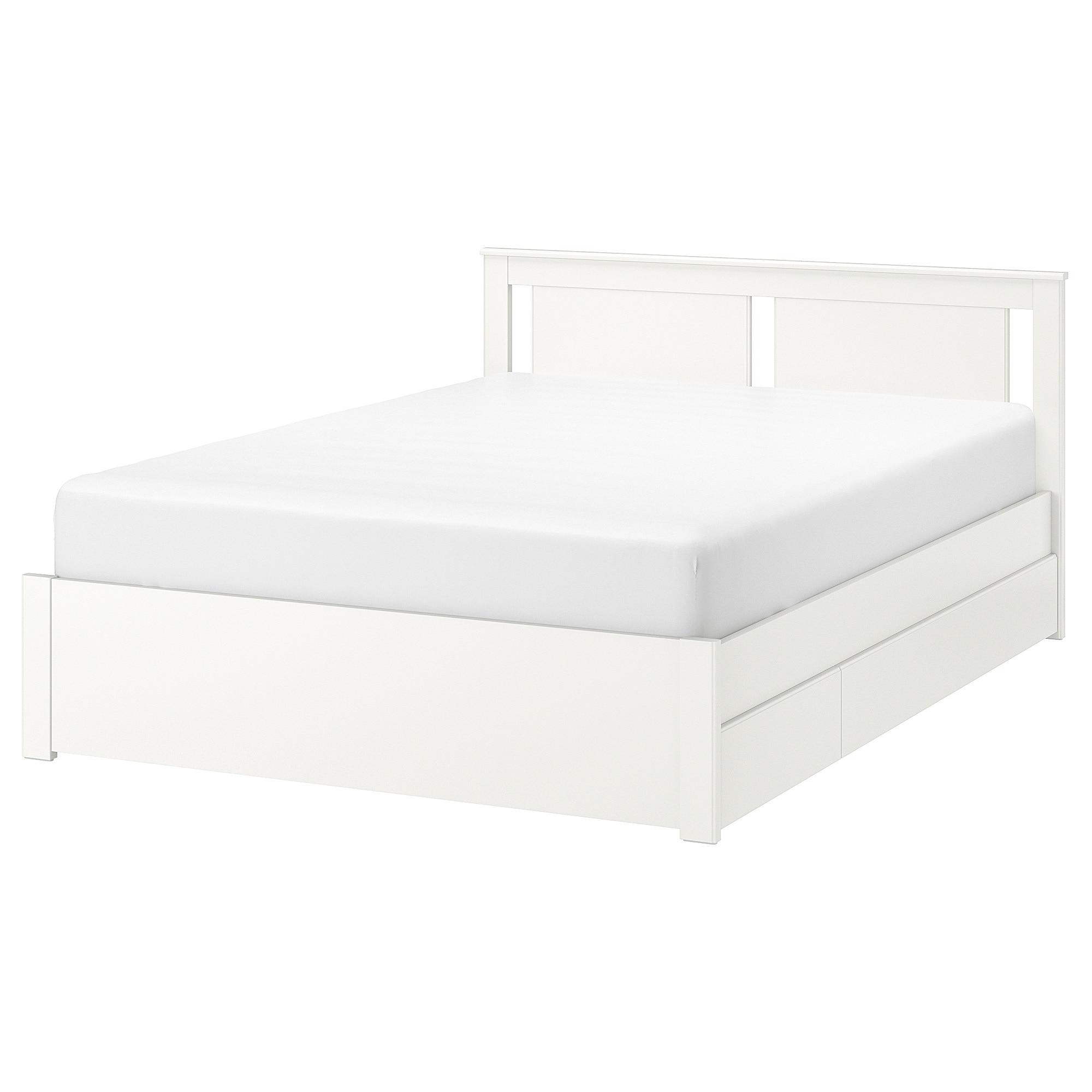 SONGESAND Каркас ліжка з 4 ящиками для зберігання - білий / Leirsund 140x200 см 1