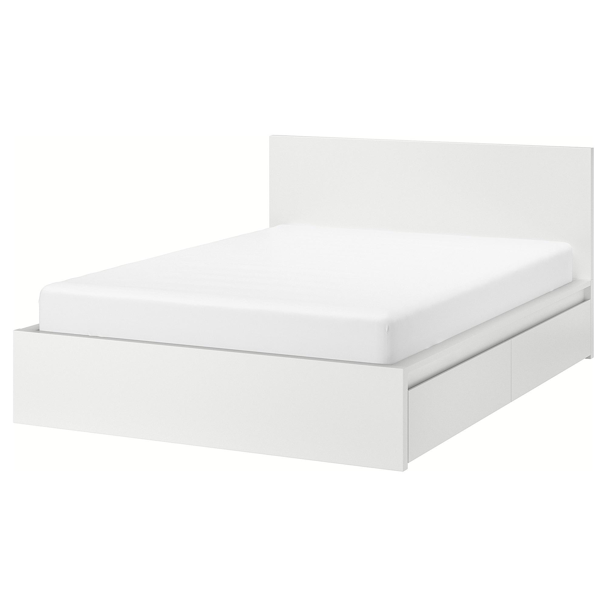 MALM Каркас ліжка з 2 ящиками для зберігання - білий / Leirsund 140x200 см 1