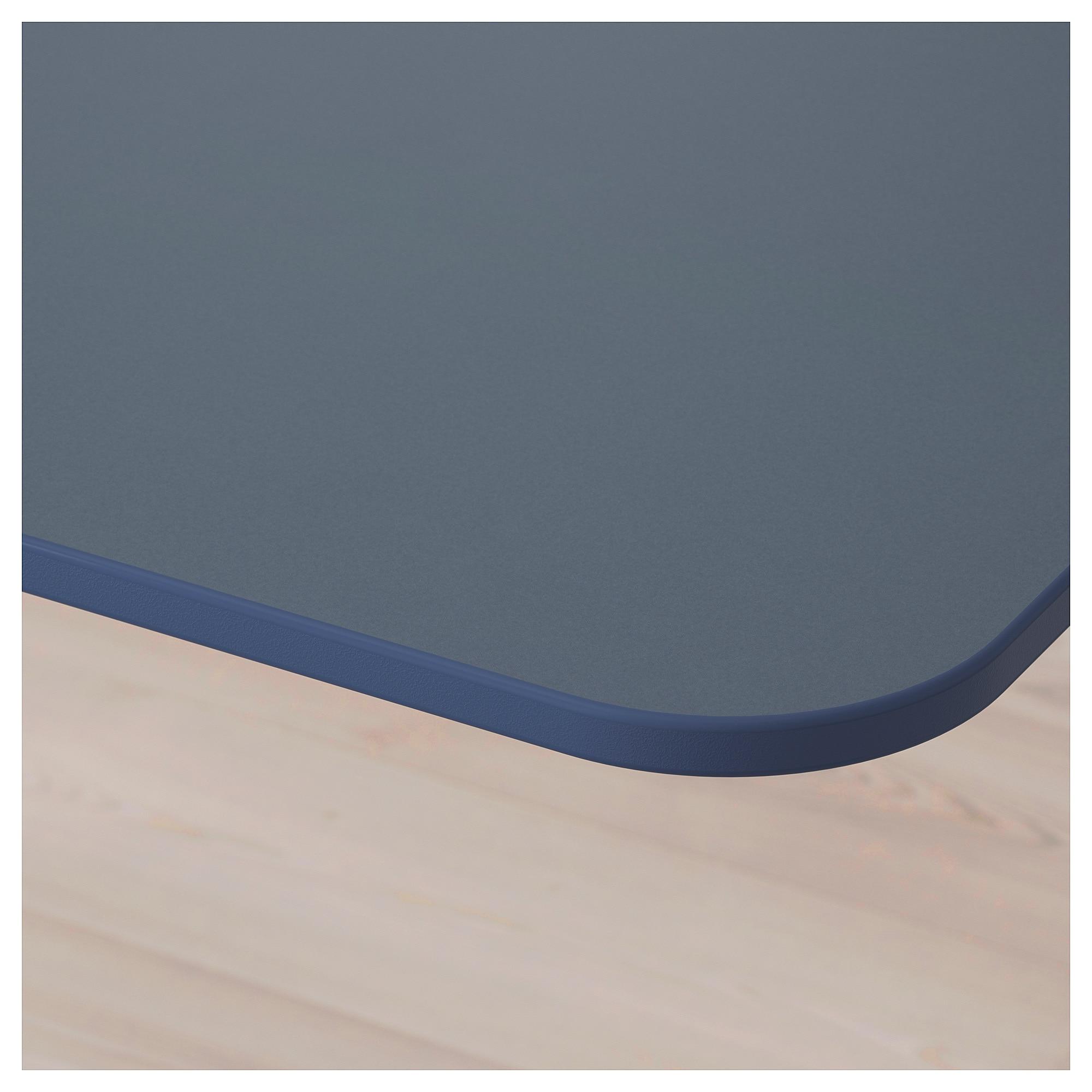 БЕКАНТ Письмовий стіл, регульований по висоті - лінолеум синій / білий 160x80 см 3
