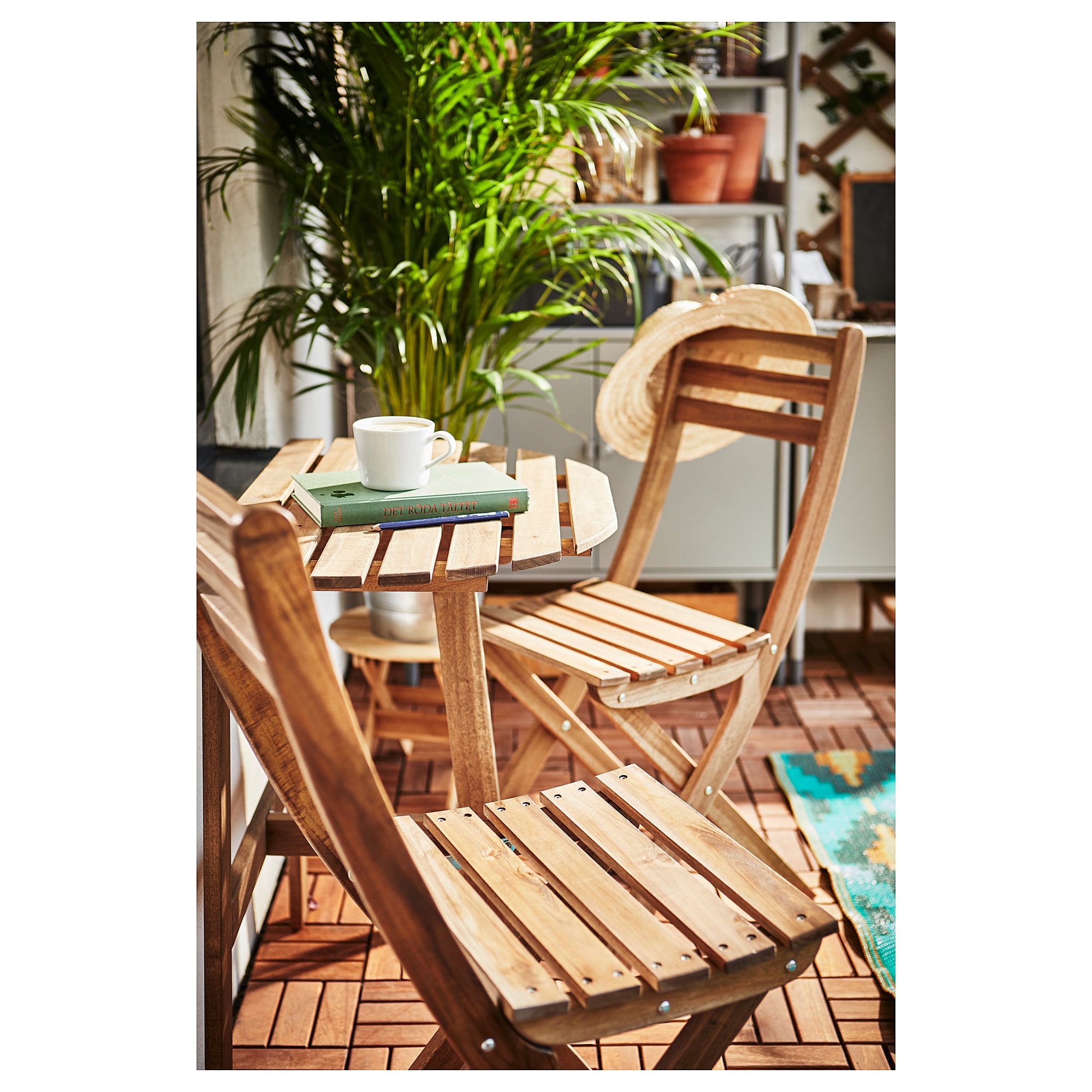 АСХОЛЬМЕН Садовий стіл і 2 розкладних стільця - світло-коричнева морилка 5