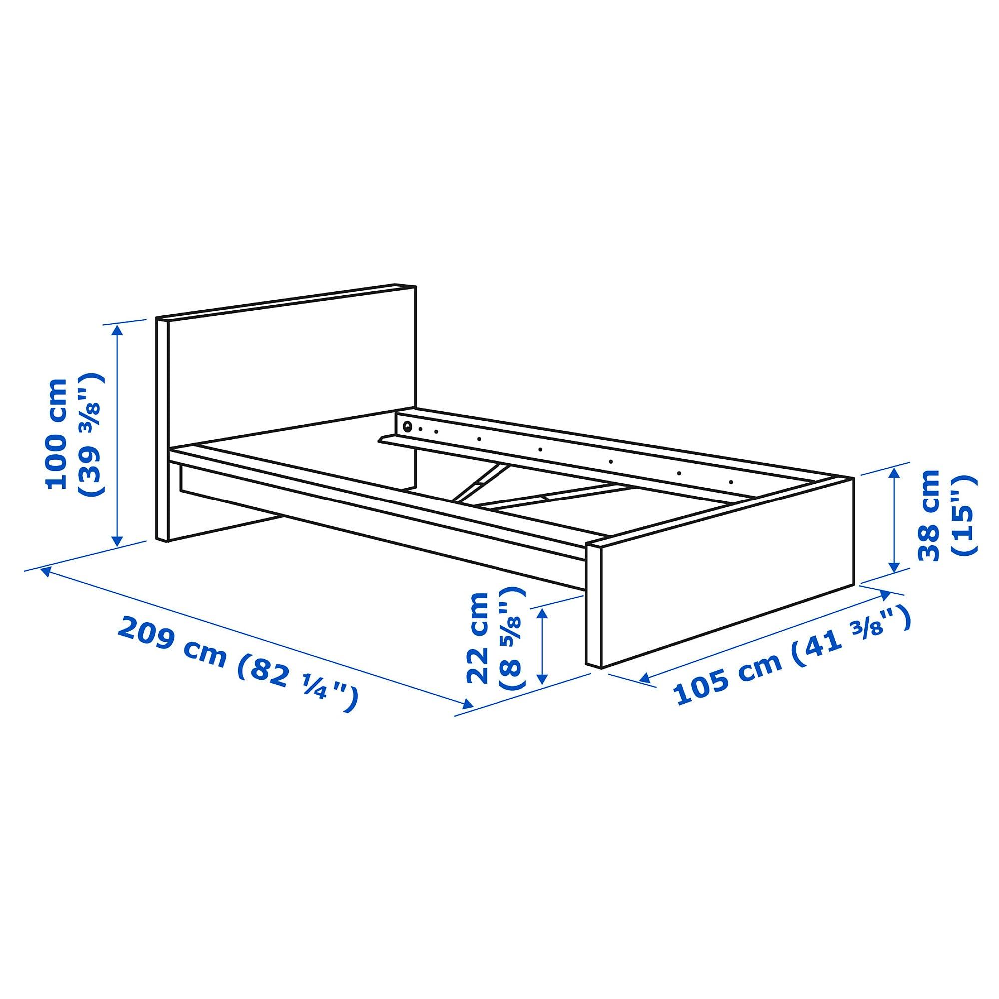 МАЛЬМ Каркас ліжка, високий - білий вітражний шпон дуба / Lönset 90x200 см 7