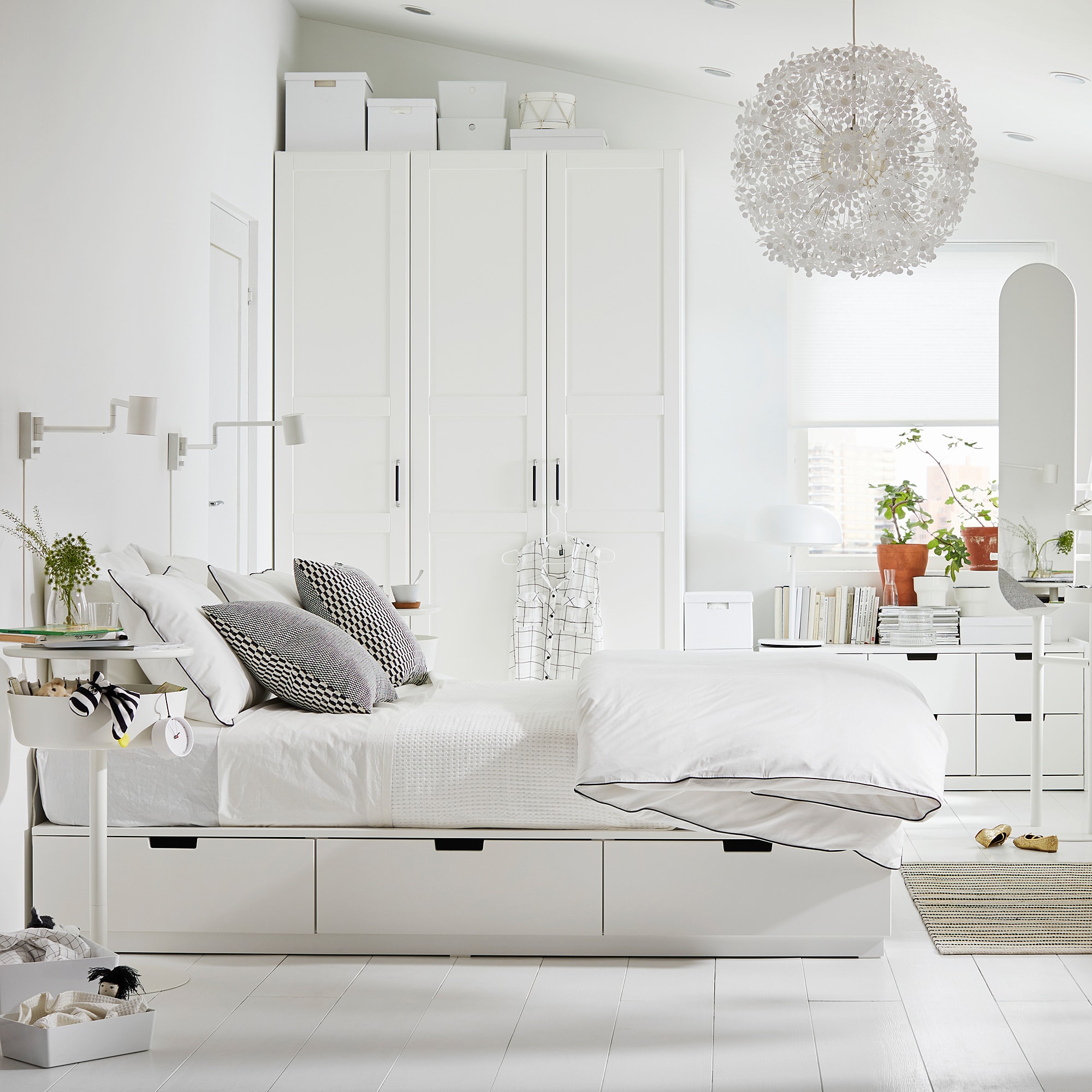 NORDLI Каркас ліжка з ящиками - білий, 160x200 см 2
