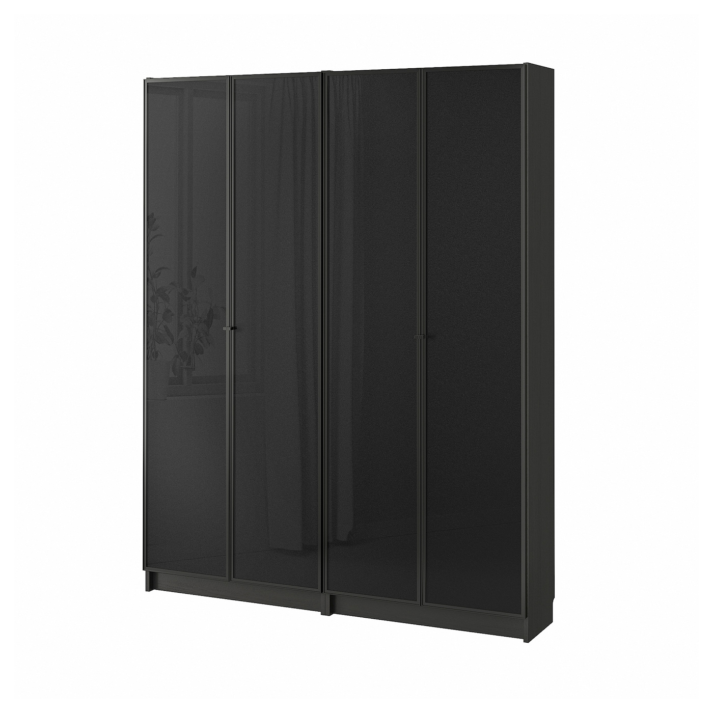 ИКЕА BILLY / HÖGBO Комбіновані скляні двері для зберігання - чорно-коричневі / чорні 160x202 см, 094.843.95