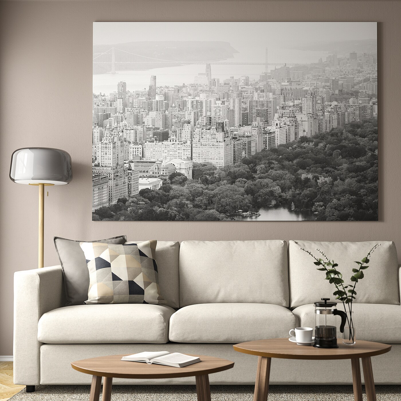 BJÖRKSTA Картина в рамці - панорамний вид на місто / срібло 200x140 см 3