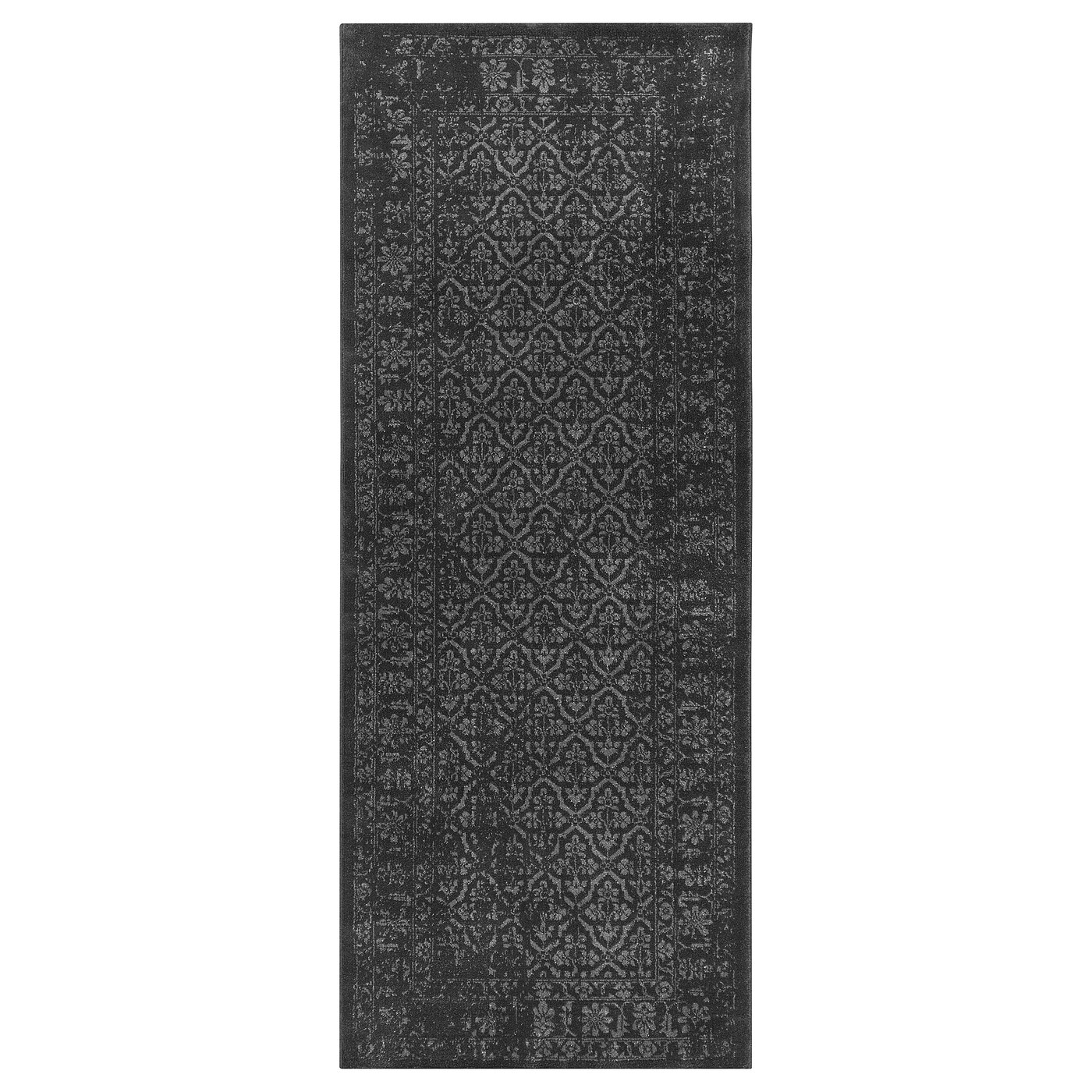 KYNDBY Килим, короткий ворс - патинований сірий / квітковий візерунок 80x200 см 1