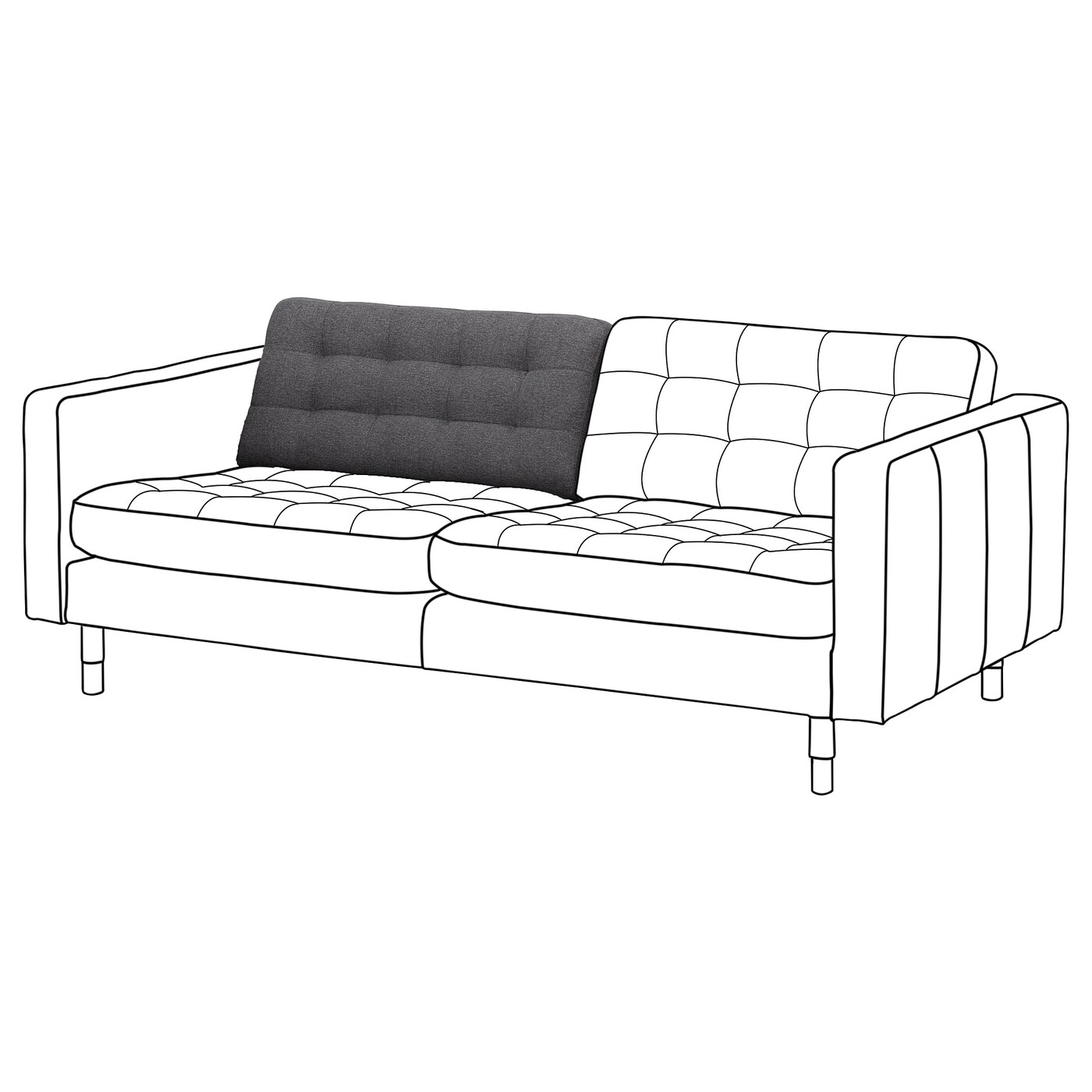 LANDSKRONA 3-місна подушка спинки дивана - Gunnared / темно-сіра запчастина 1