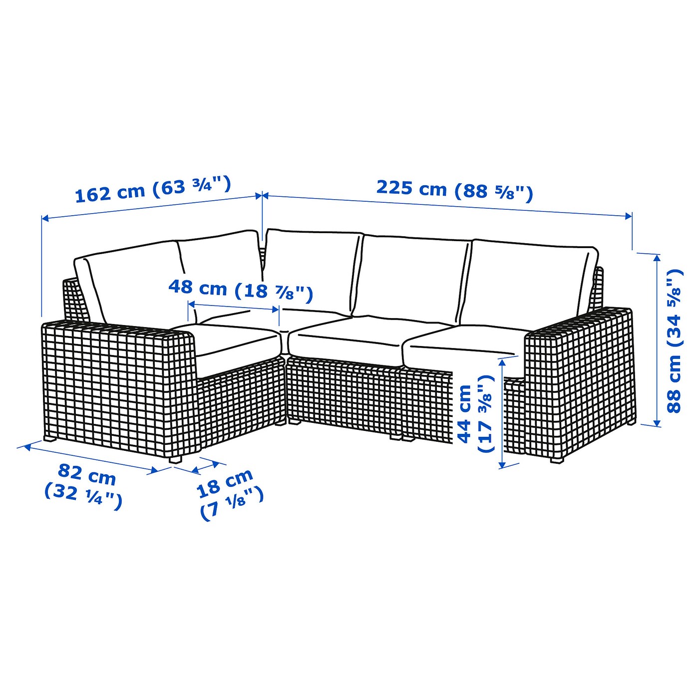 SOLLERÖN Модульний кутовий диван 3-місний вуличний - темно-сірий / Frösön / Duvholmen темно-сірий 5