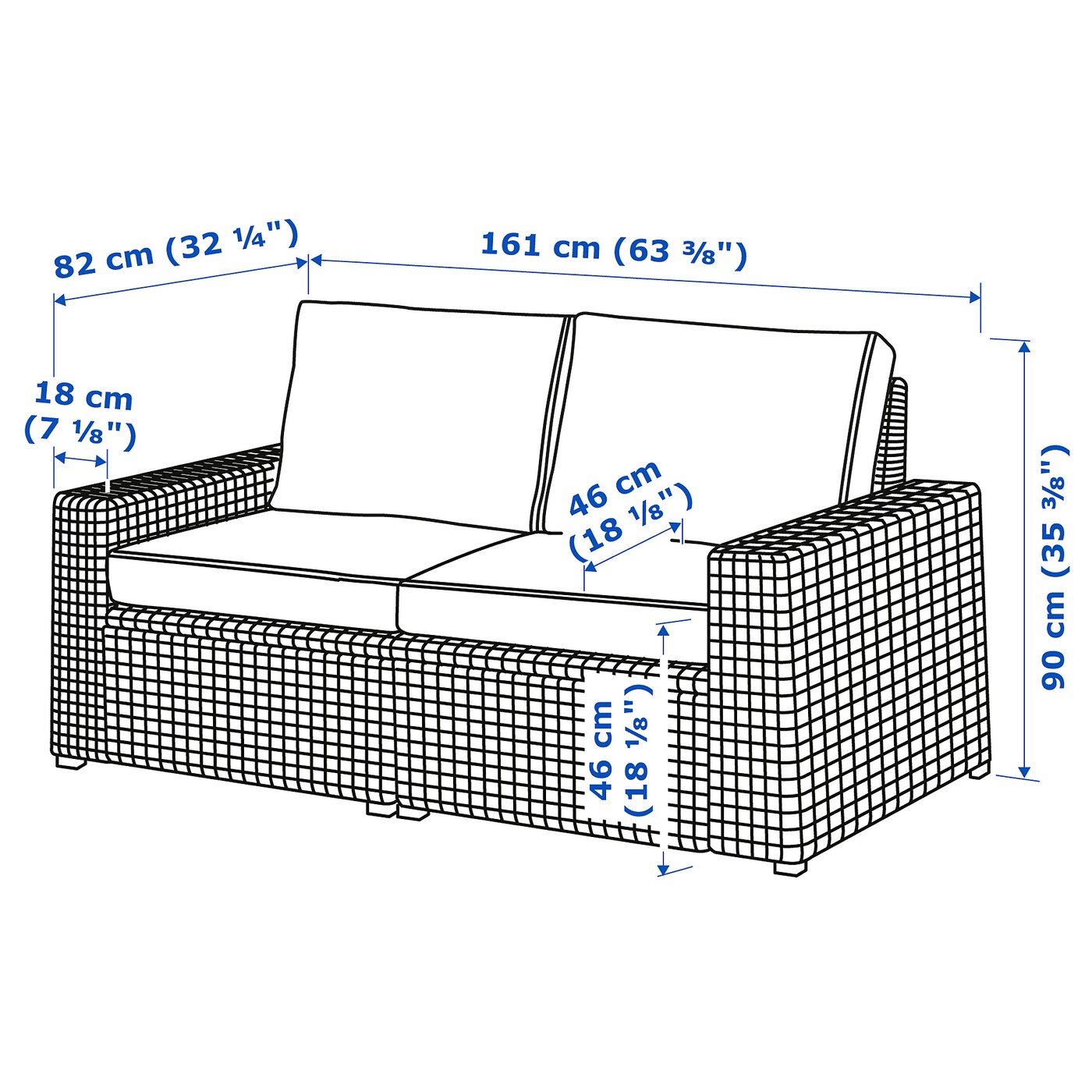 SOLLERÖN 2-місний модульний диван, відкритий - коричневий / Järpön / Duvholmen антрацит 161x82x90 см 7