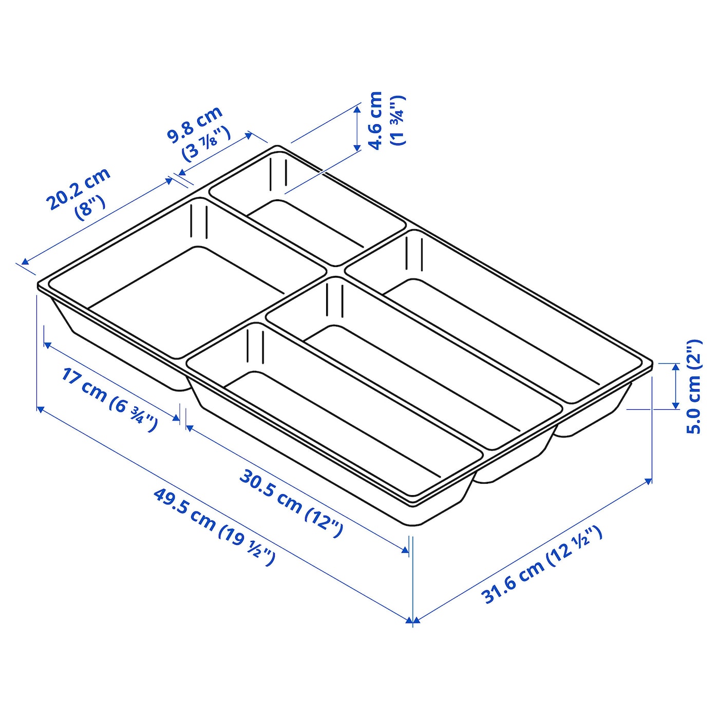 UPPDATERA Лоток / контейнер для столових приборів - білий 32x50 см 5
