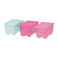 ИКЕА GLIS, Коробка с крышкой, 204.661.49, розовый, бирюзовый, 17x10 см