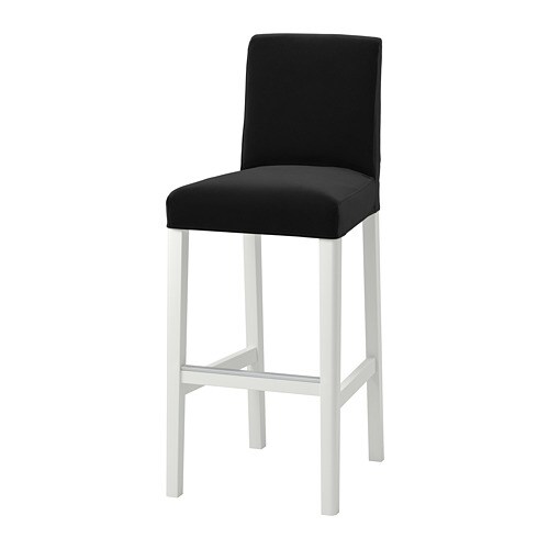 BERGMUND Барний стілець зі спинкою - білий / Djuparp темно-сірий 75 см