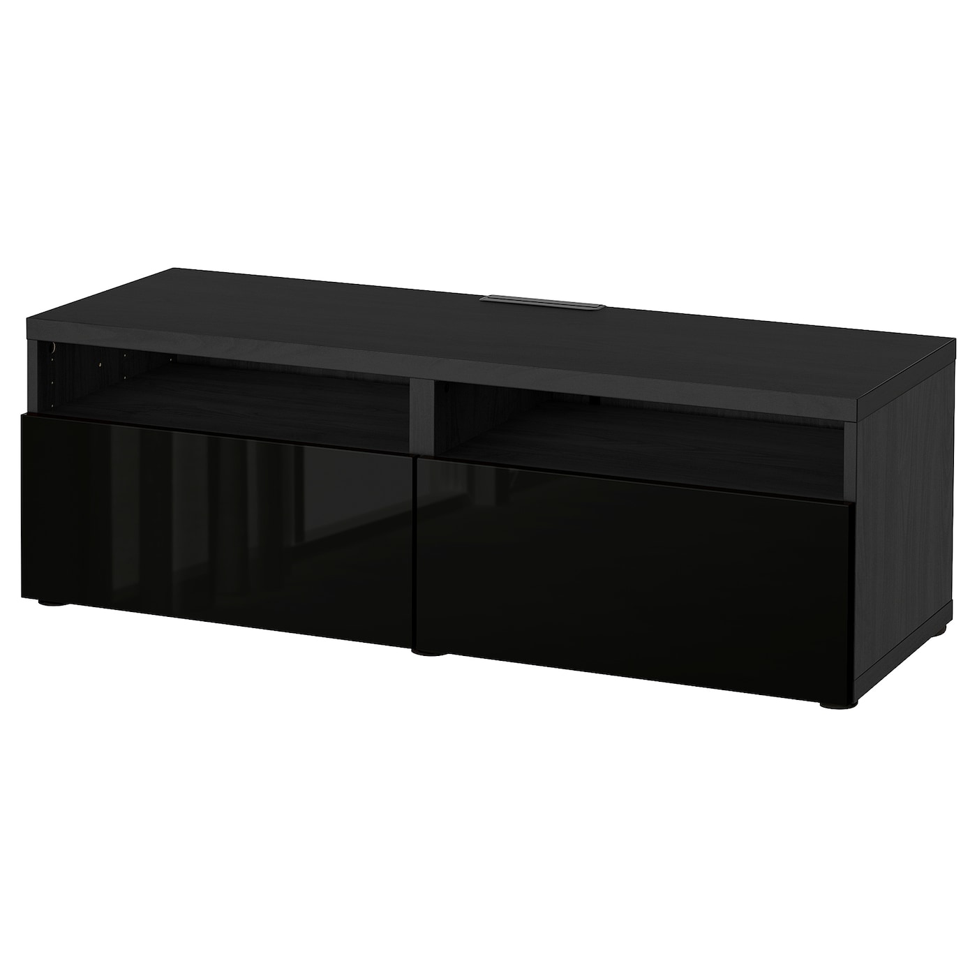 BESTÅ Тумба під телевізор з ящиками - чорно-коричневий / Selsviken глянсовий / чорний 120x42x39 см