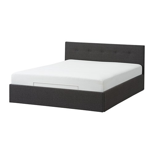 BJORBEKK Ліжко з ящиком для зберігання - сірий 140х200 см