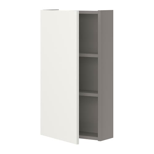 ENHET Навісна шафа з 2 полицями / дверцята - сірий / білий 40x17x75 см