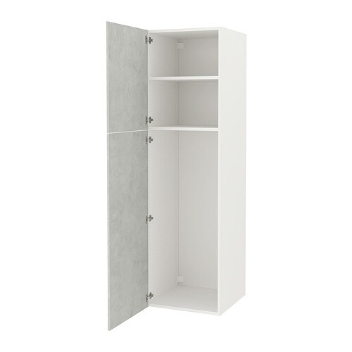 ENHET Висока шафа з 2 дверцятами - білий / ефект бетону, 60x62x210 см