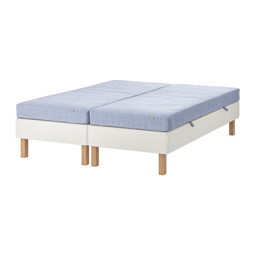 Континентальне ліжко ESPEVÄR / VADSÖ - біле / тверде світло-блакитне 180x200 см