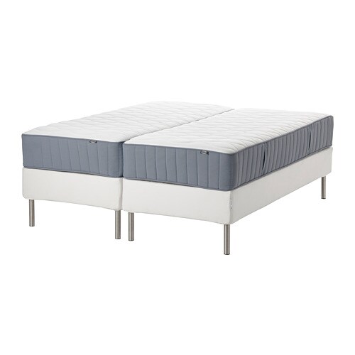 Континентальне ліжко ESPEVÄR / VÅGSTRANDA - білий / середньої твердості світло-блакитний 180x200 см
