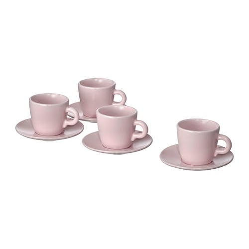 FÄRGKLAR Чашка з блюдцем - Матовий світло-рожевий 7 кл