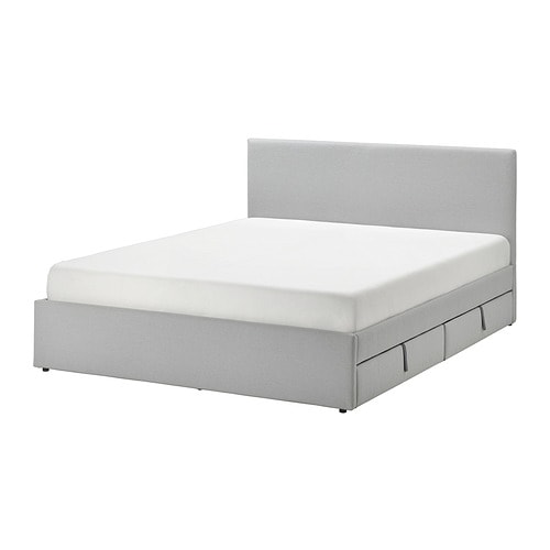 GLADSTAD М'яке ліжко, 2 ліжка для зберігання - Kabusa світло-сіра 140x200 см