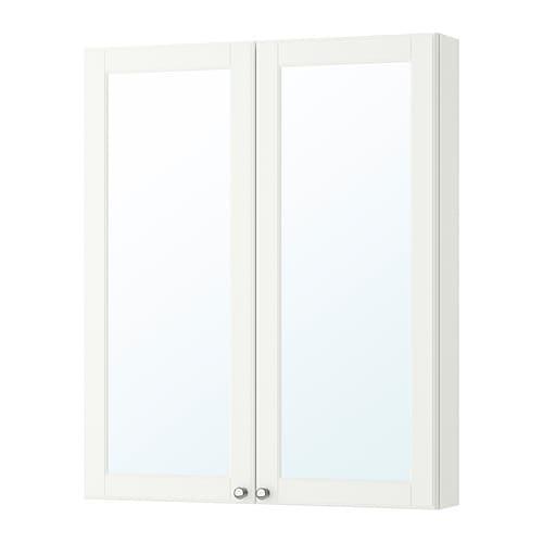 GODMORGON Дзеркальна шафа з дверцятами - Kasjön білий 80x14x96 см
