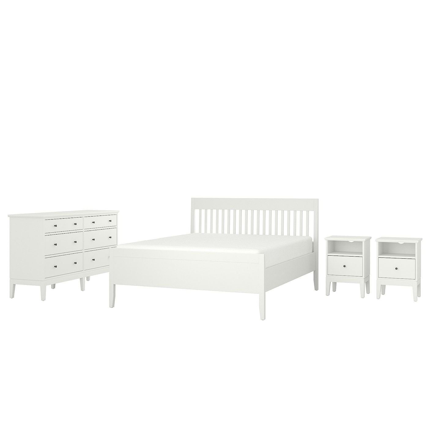IDANÄS Комплект меблів для спальні 4 предмети - білий, 160x200 см