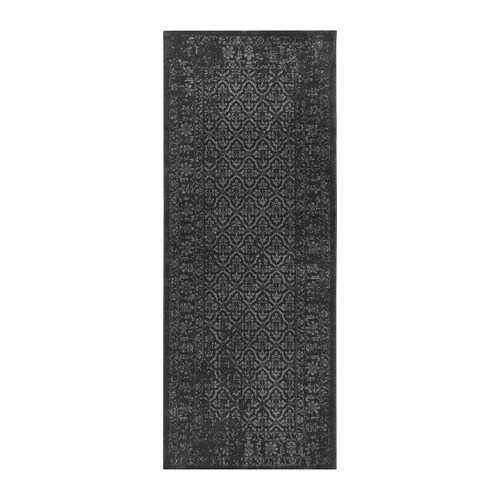 KYNDBY Килим, короткий ворс - патинований сірий / квітковий візерунок 80x200 см