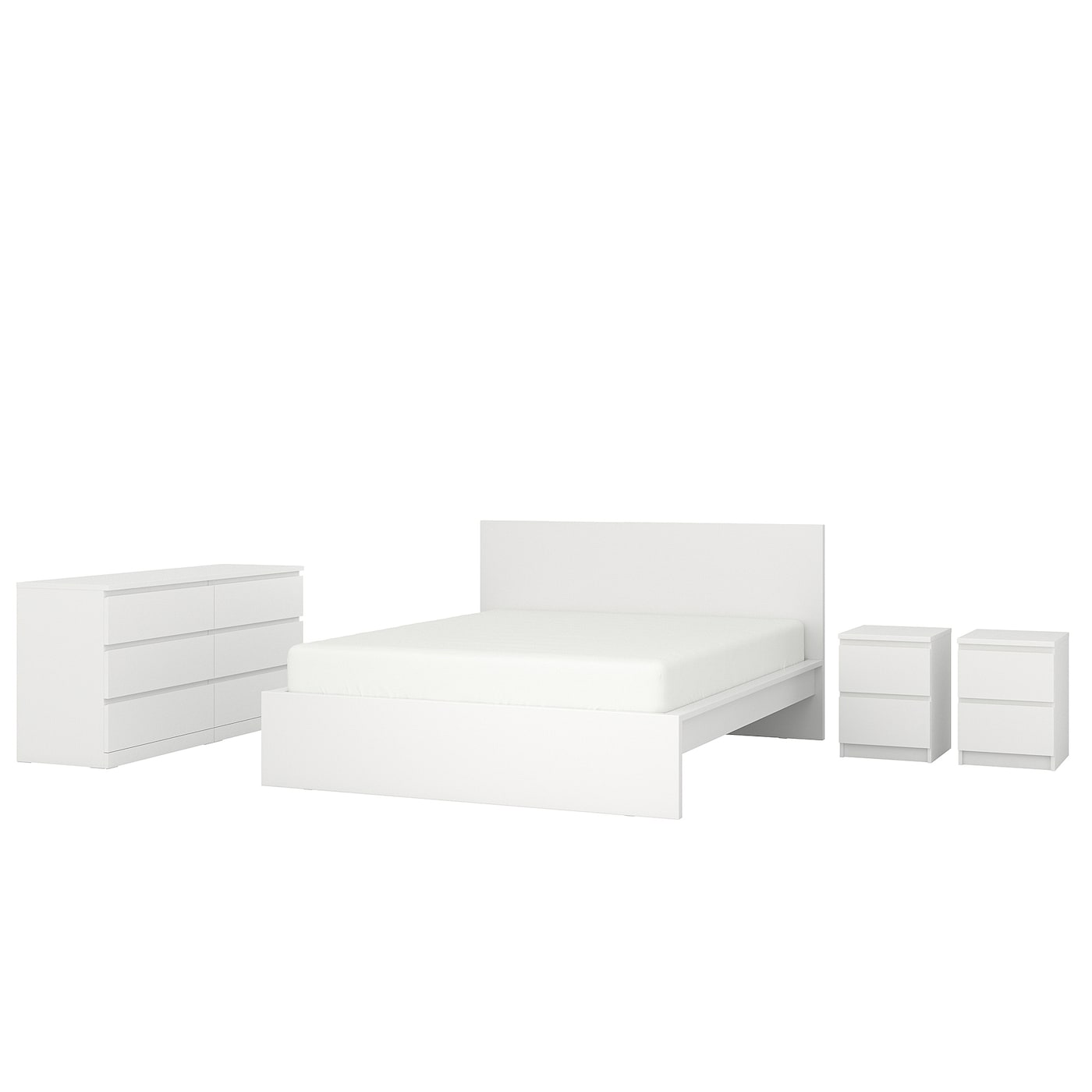 МАЛЬМ Комплект меблів для спальні 4 шт - білий, 180х200 см