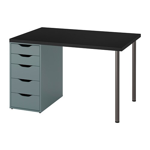 MÅLVAKT / ALEX Письмовий стіл - чорний / сіро-бірюзовий 120x80 см