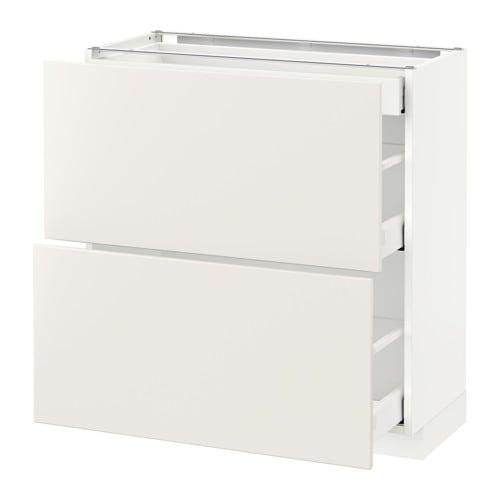 METOD / MAXIMERA Sti 2 фасади / 3 ящики - білий / Veddinge білий 80x37 см