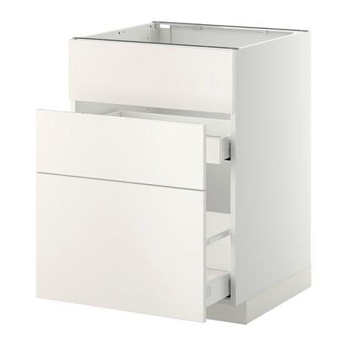 METOD / MAXIMERA Передній диван + 3 ящики / 2 ящики - білий / Veddinge білий 60x60 см