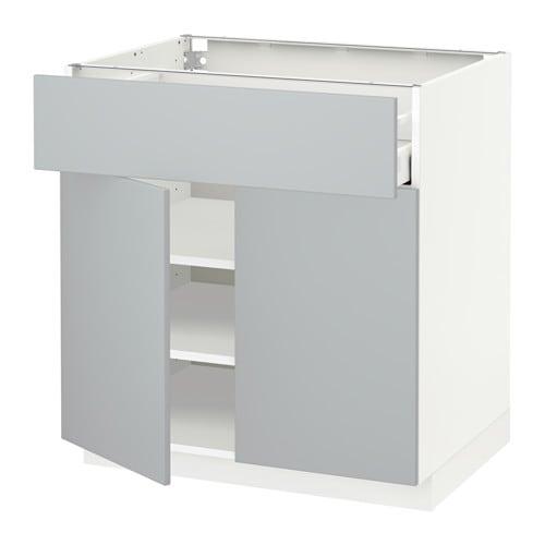 METOD / MAXIMERA Шухляда шафи / 2 дверцята - білий / Veddinge сірий 80x60 см